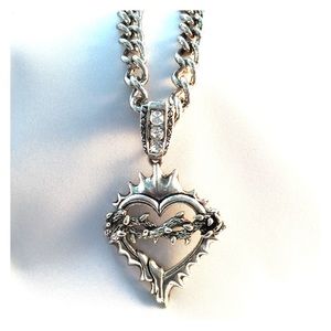 Heart in Thorns Necklace with Crystals